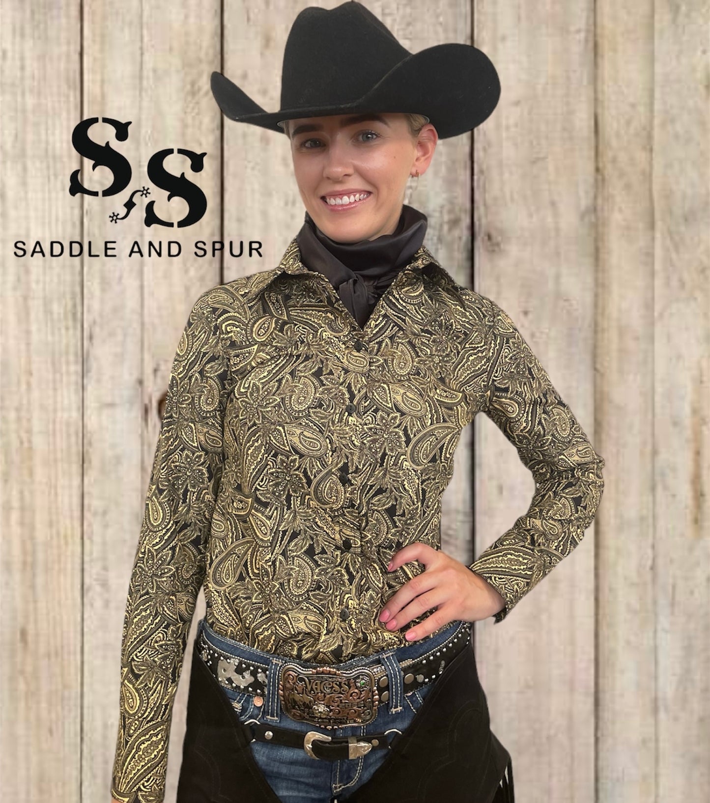 Paisley Ranch Show Shirt Black/yellow