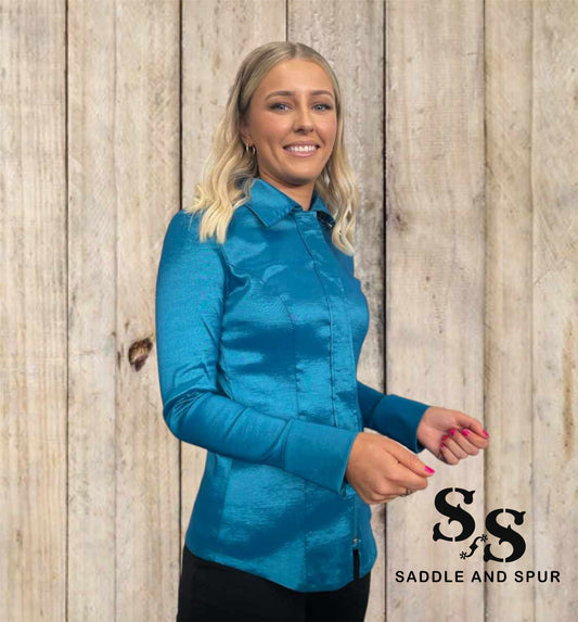 Women's Premium Concealed Zipper Show Shirt Teal