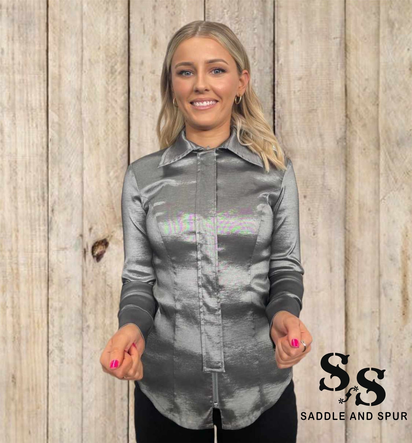 Women's Premium Concealed Zipper Shirt Grey