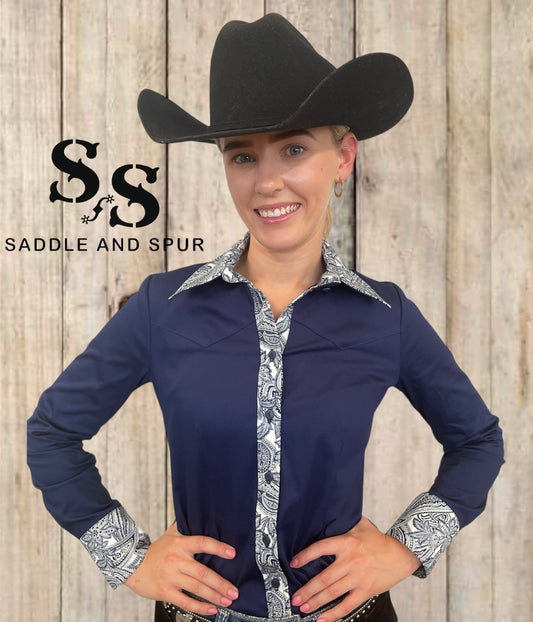 Boutique Fitted Ranch Show Shirt blue