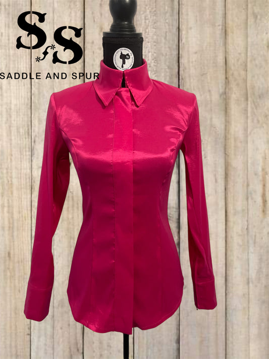 Women's Premium Concealed Zipper Show Shirt, Fushia/Hot Pink