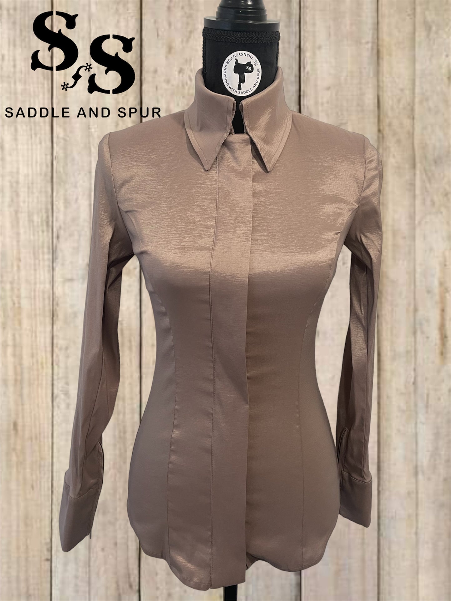 Women's Premium Concealed Zipper Show Shirt, Light Taupe