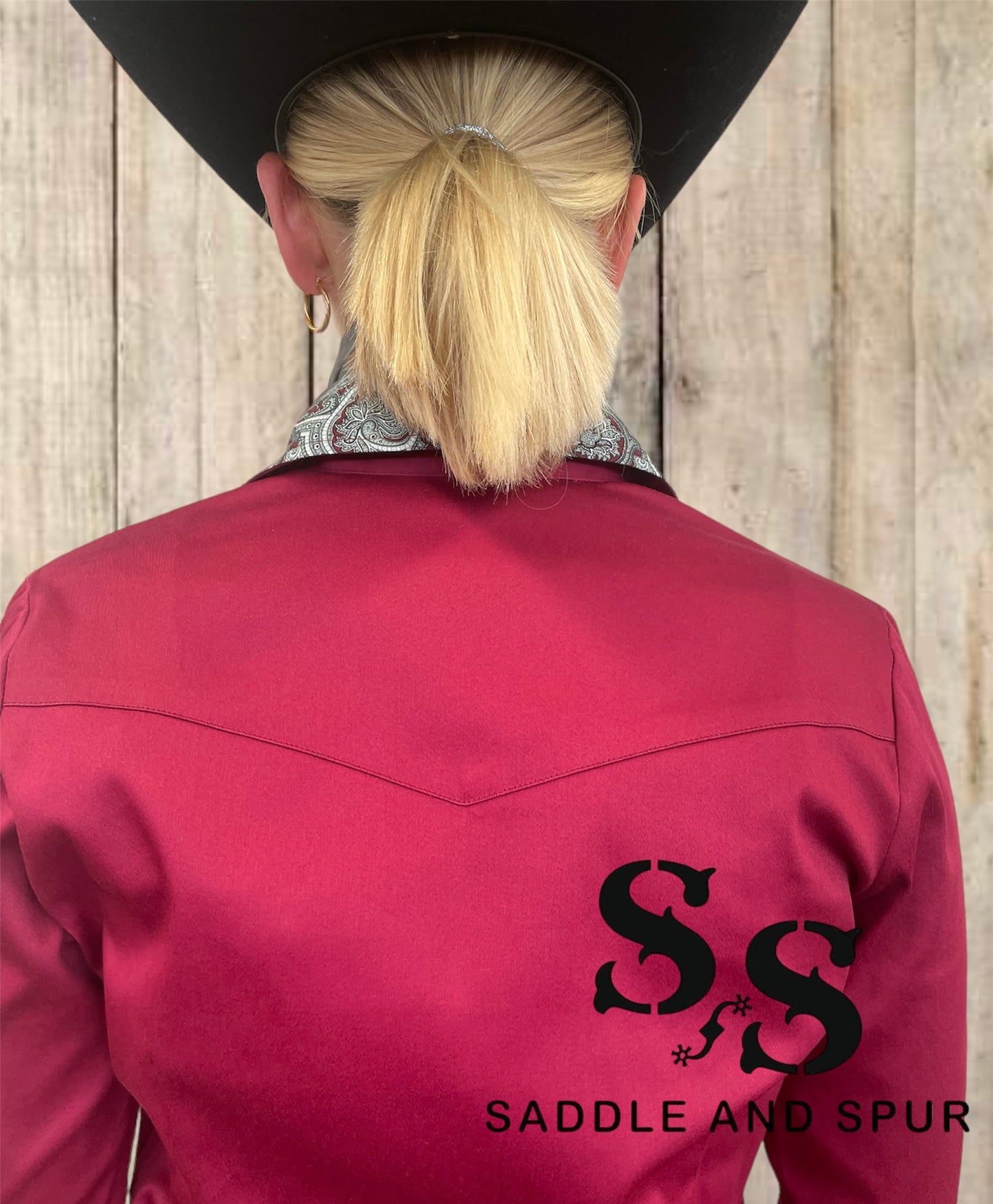 Boutique Fitted Ranch Show Shirt Maroon