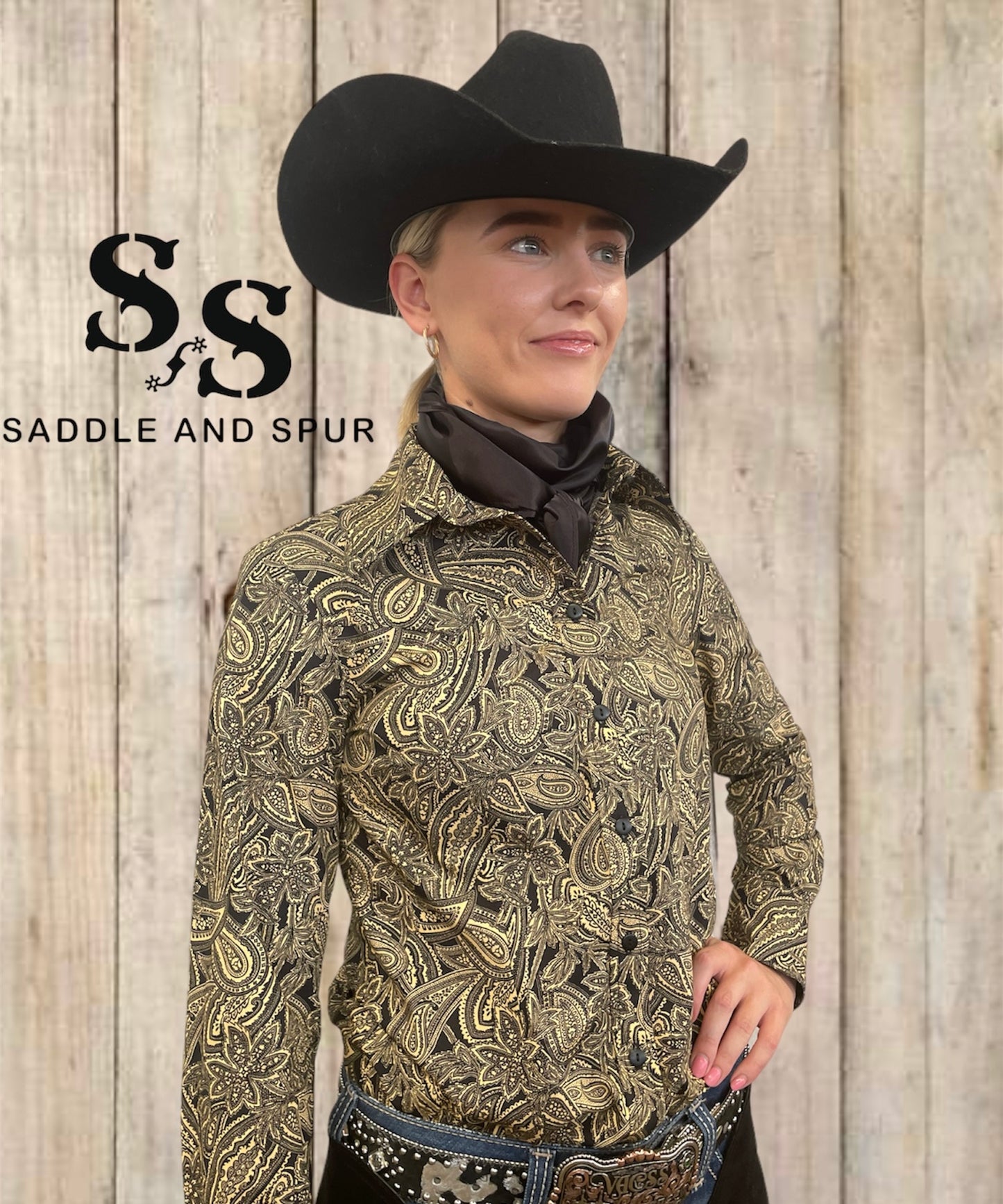 Paisley Ranch Show Shirt Black/yellow